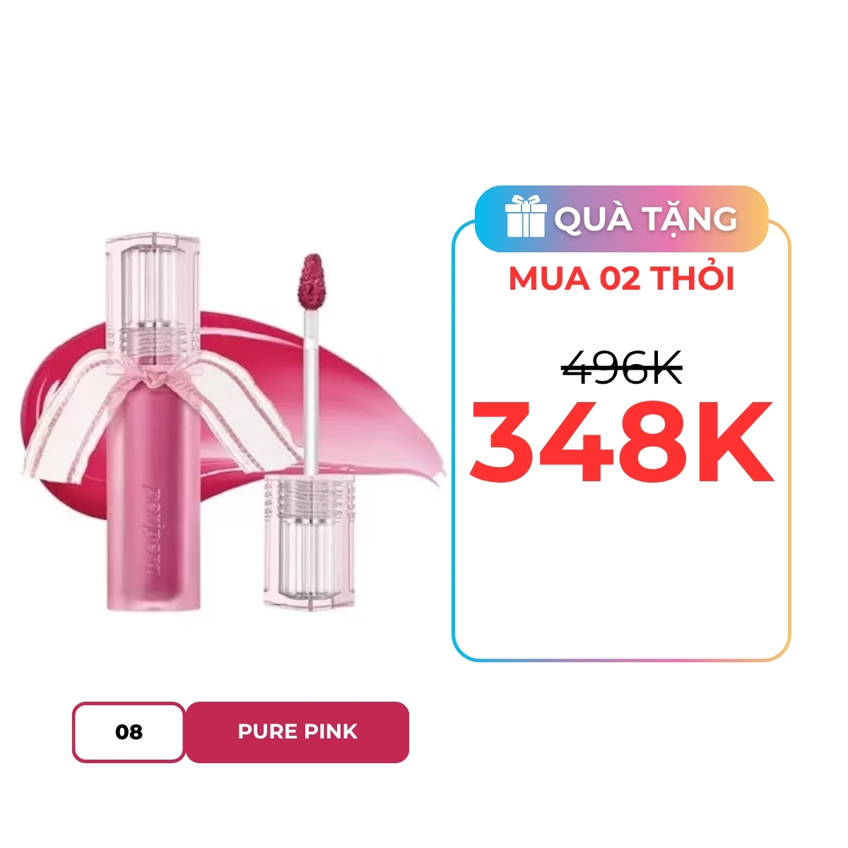 Son Tint Peripera Water Bare Tint Màu 08 Pure Pink ( Peritage)