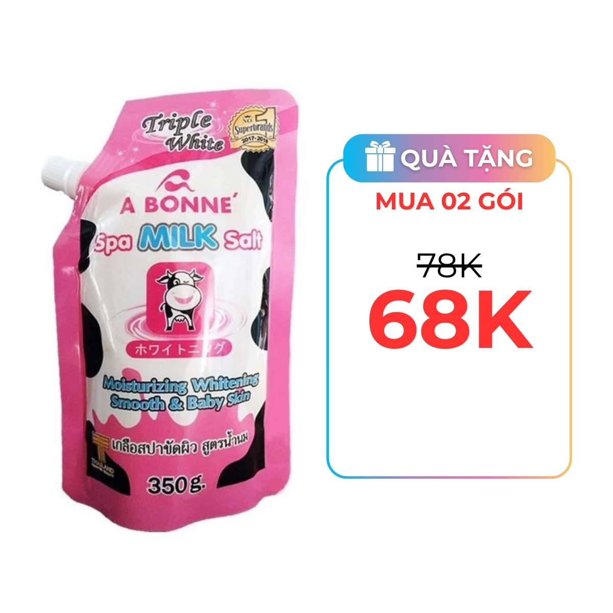 Muối Tắm A Bonne Sữa Bò Tẩy Da Chết, Trắng Da 350g