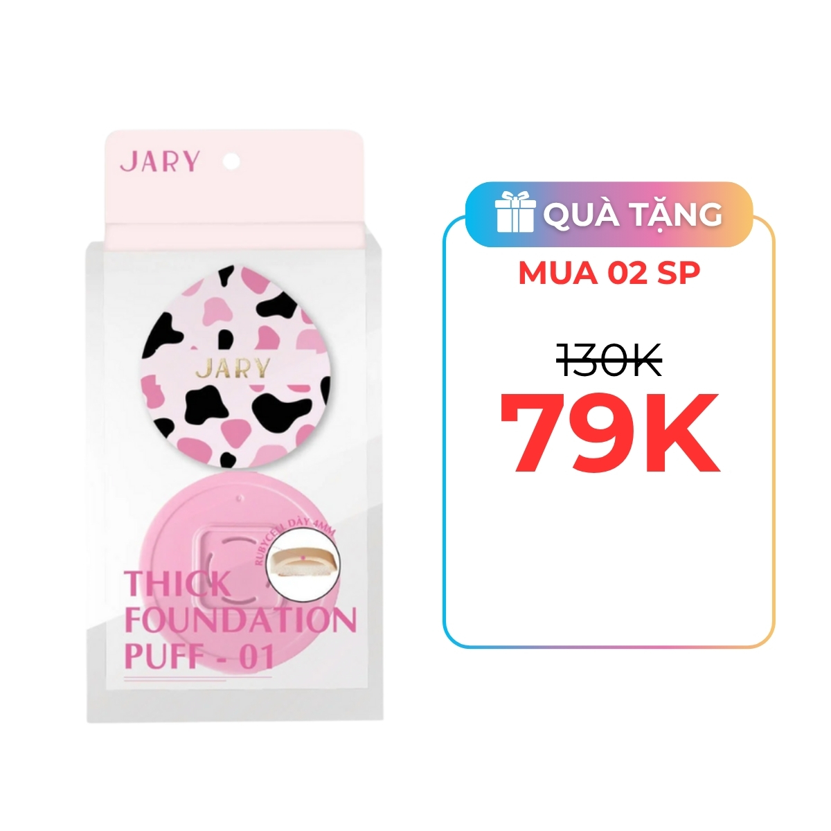 Mút Tán Nền Jary Thick Foundation Puff 01 Hình Giọt Nước