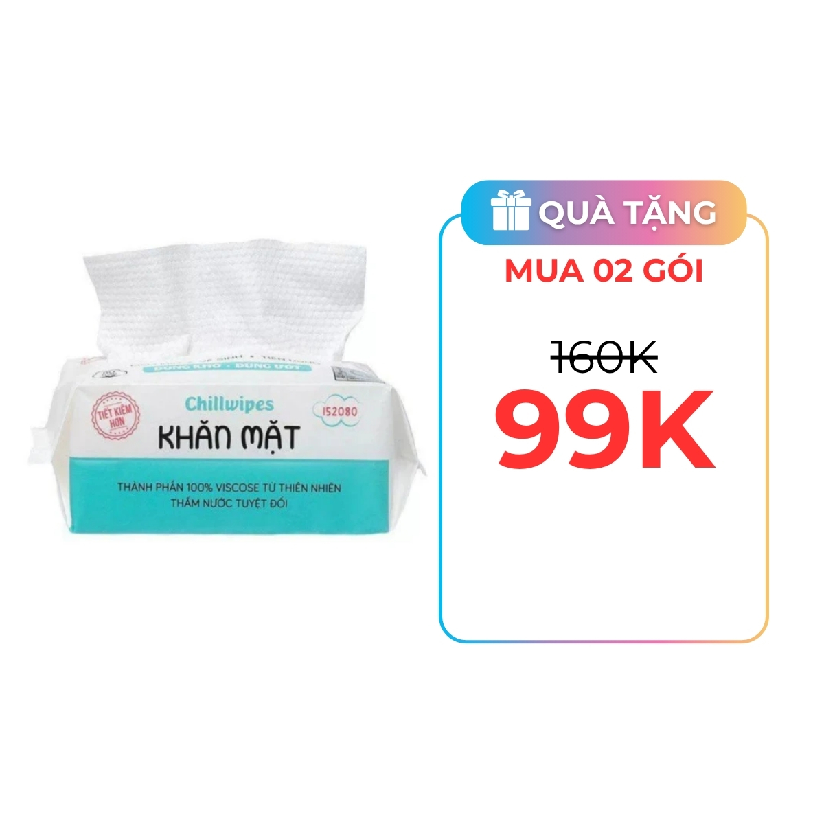 Khăn Mặt Khô Chillwipes - Gói Rút 80 Khăn