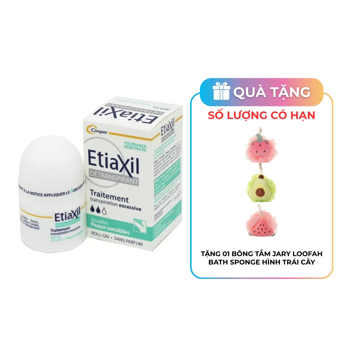 Lăn Khử Mùi EtiaXil Detranspirant Traitement Roll-On Peaux Sensibles Dành Cho Da Nhạy Cảm - Xanh