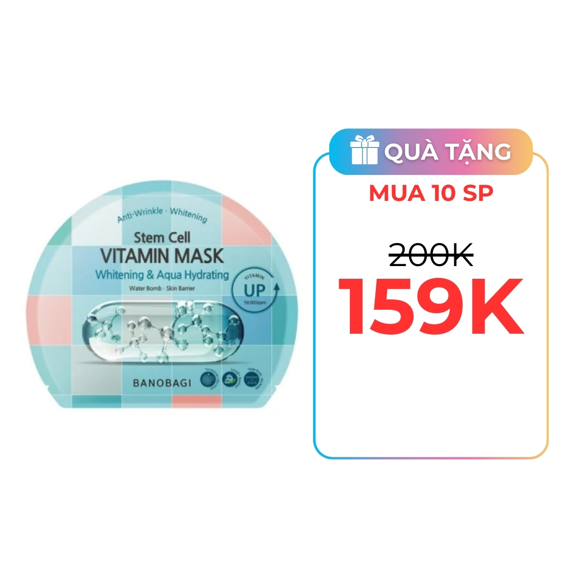 Mặt Nạ Banobagi Stem Cell Vitamin Mask - White & Aqua Hydrating Water Bomb - Skin Barrier