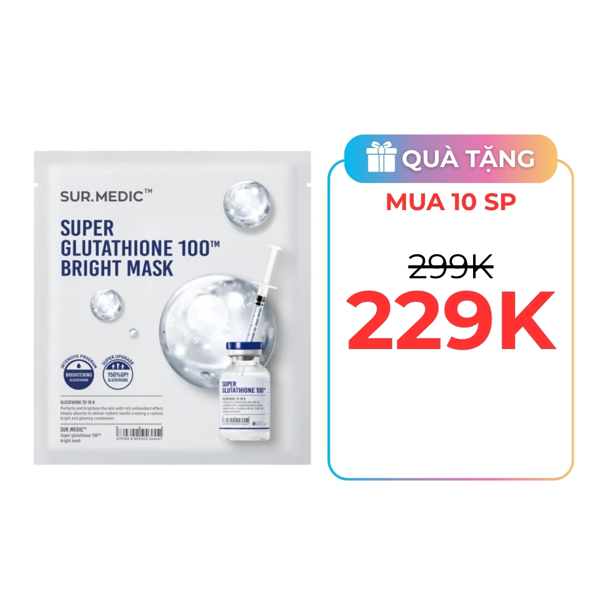 Mặt Nạ Sur.medic+ Super Glutathione 100 Bright Mask Dưỡng Trắng Da 30g 1PCS