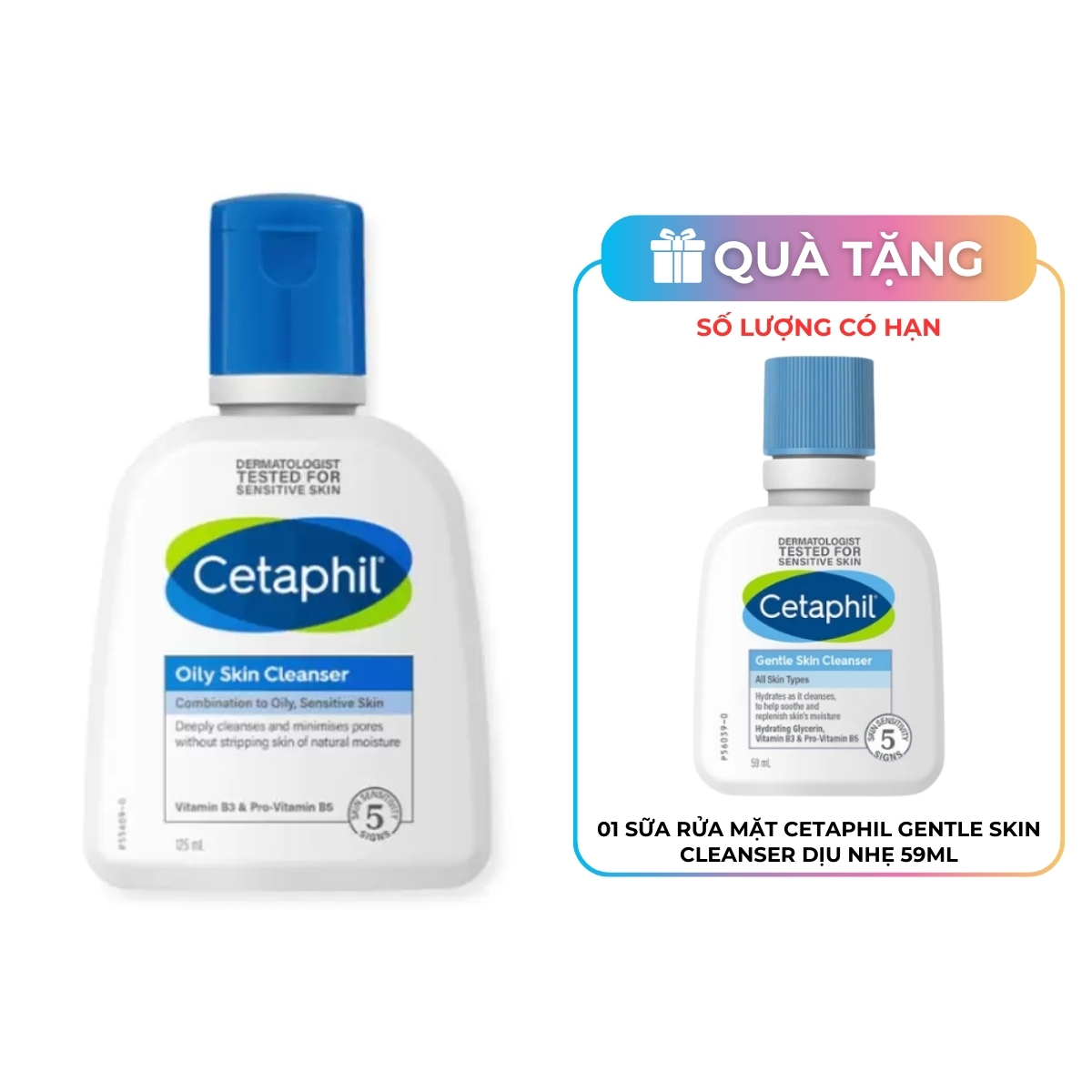 Sữa rửa mặt Cetaphil Oily Skin Cleanser dịu lành cho da dầu nhạy cảm 125ml