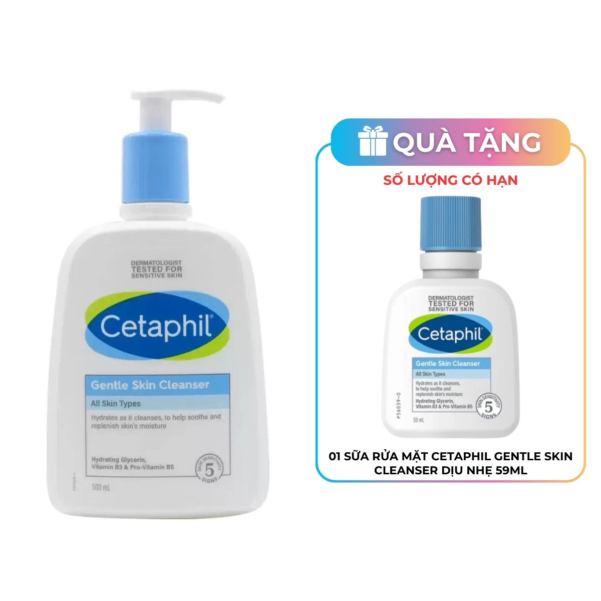 Sữa Rửa Mặt Cetaphil Dịu Nhẹ Không Xà Phòng 500ml (Mới)