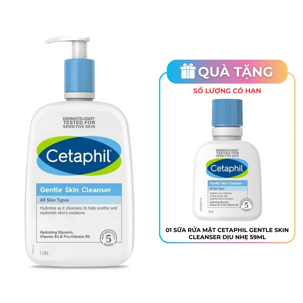 Sữa Rửa Mặt Cetaphil Gentle Skin Cleanser Dịu Nhẹ 1L