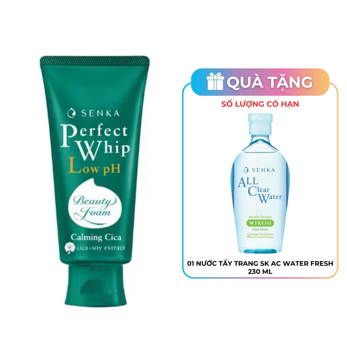 Sữa Rửa Mặt Senka Perfect Whip Low pH Calming Cica Cho Da Nhạy Cảm 100g