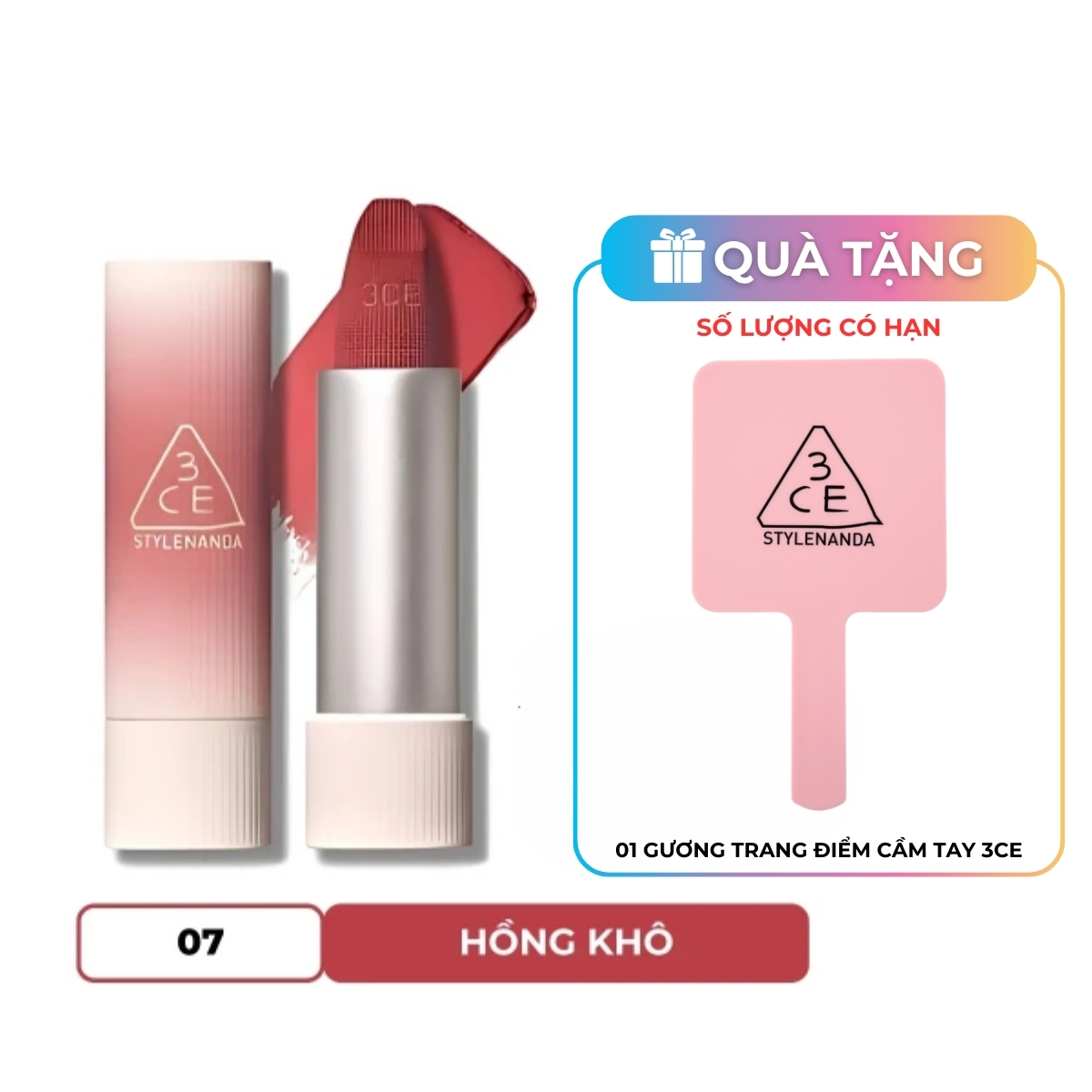 Son Thỏi 3CE Cashmere Hug Lipstick #07 Knit