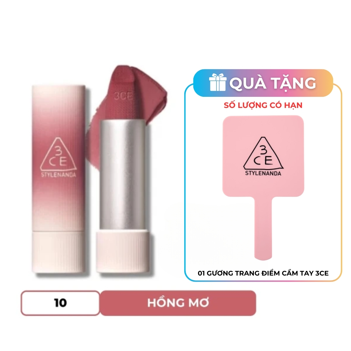 Son Thỏi 3CE Cashmere Hug Lipstick #10 Dreamy