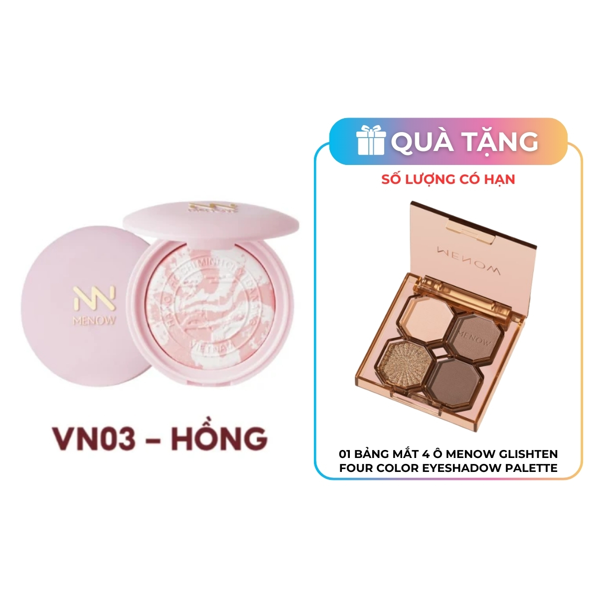 Phấn Phủ Dạng Nén Menow Clear Radiant Pressed Powder VN03 Pink