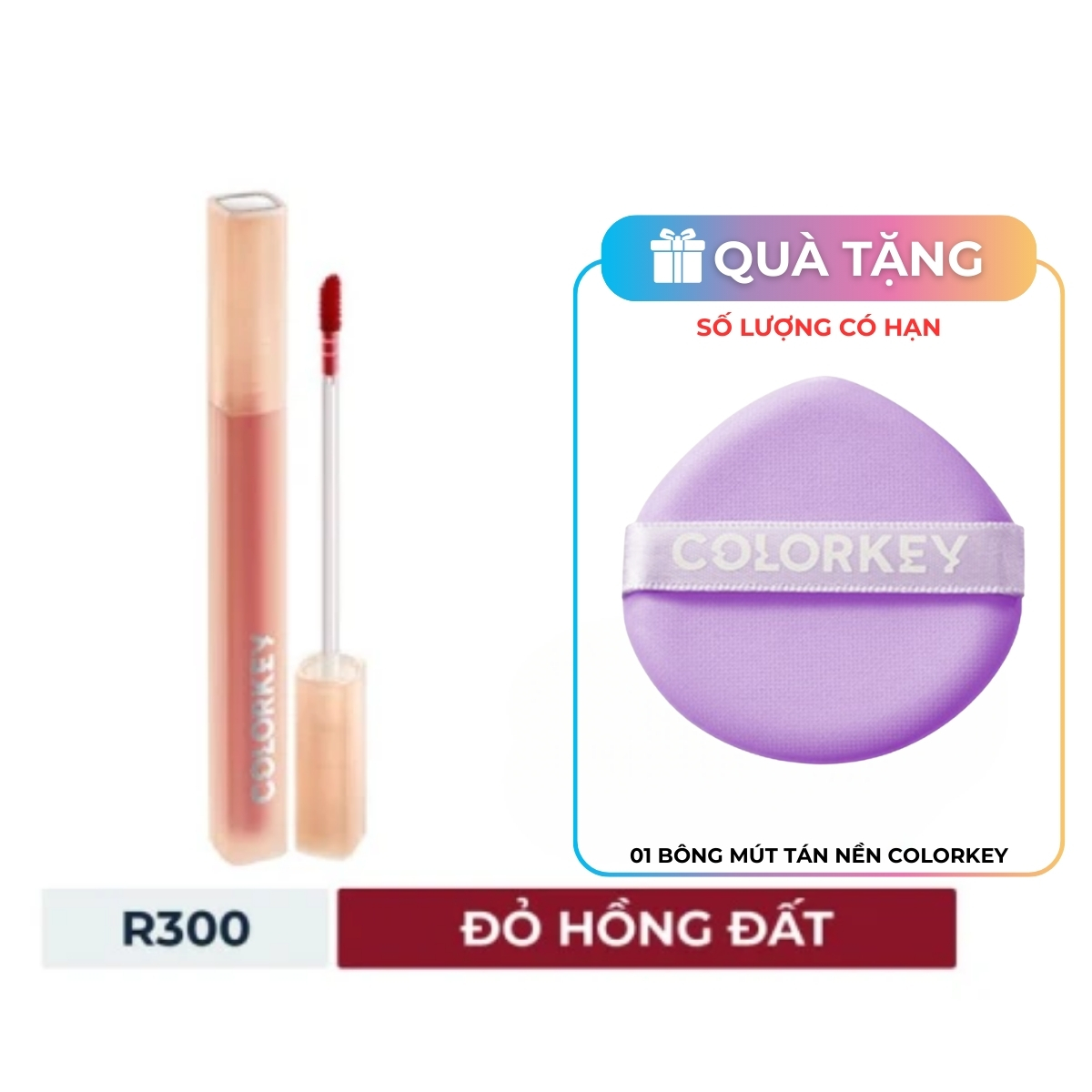 Son Tint Colorkey Soft Matte Water Tint R300  Đỏ Hồng Đất