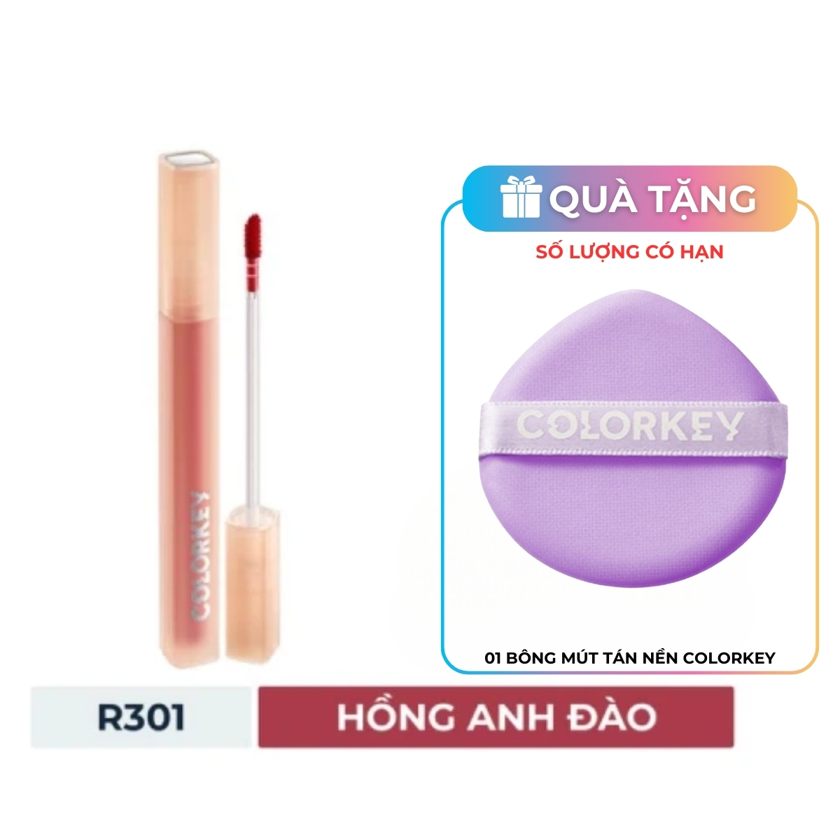 Son Tint Colorkey Soft Matte Water Tint R301 Hồng Anh Đào