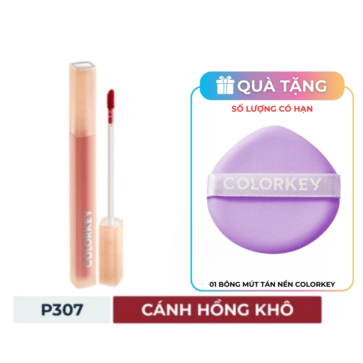 Son Tint Colorkey Soft Matte Water Tint P307 Cánh Hồng Khô