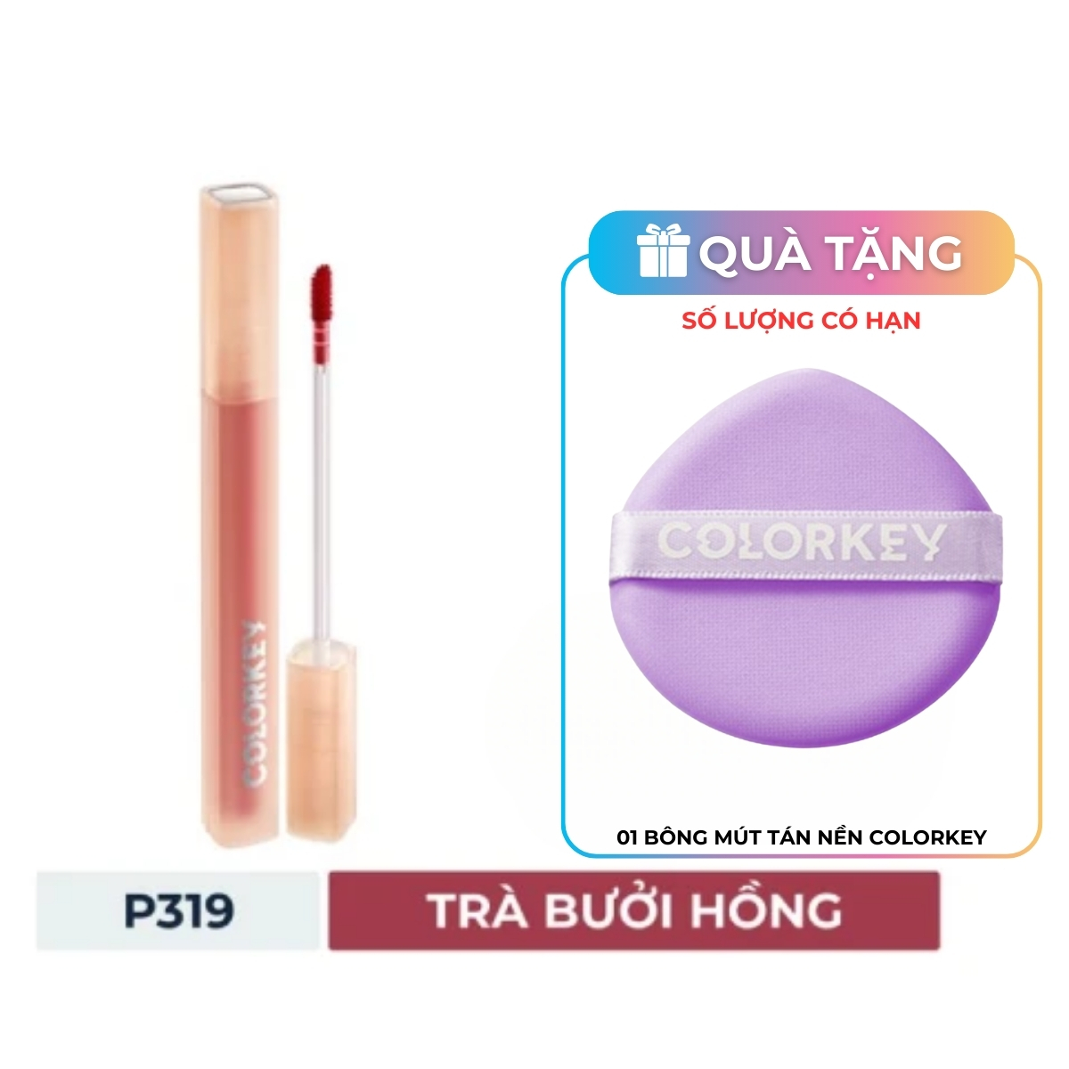 Son Tint Colorkey Soft Matte Water Tint P319  Trà Bưởi Hồng