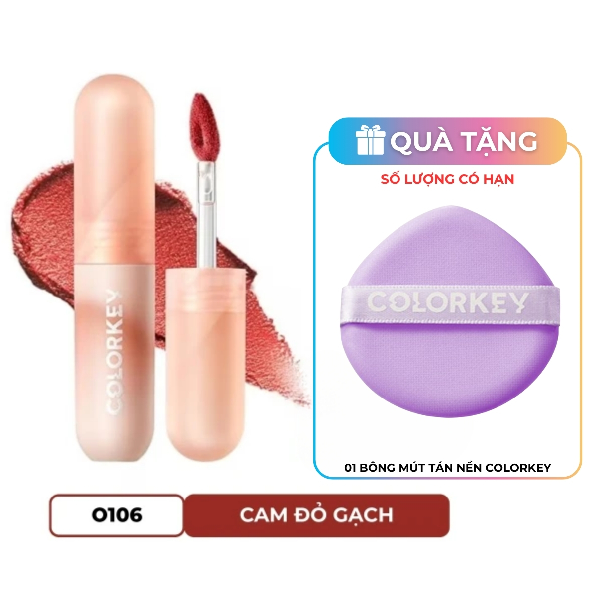 Son Kem Colorkey Mousse Lip Mud Matte #O106 Sunset Red Tea