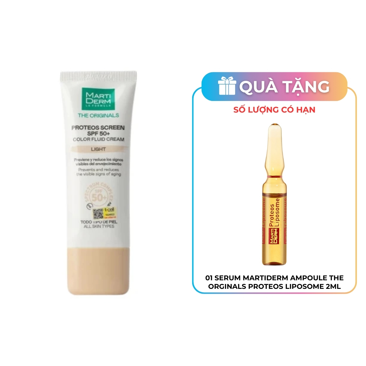 Kem Chống Nắng MartiDerm The Originals Proteos Screen SPF50+ 40ml - Light