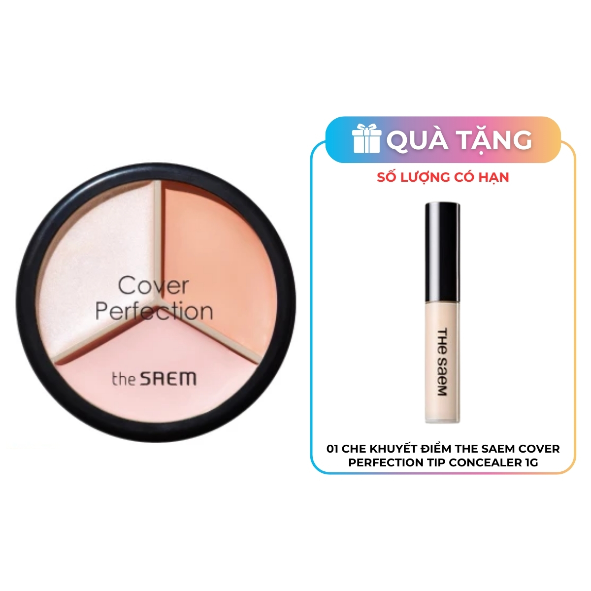 Che Khuyết Điểm The Saem Cover Perfection Triple Pot Concealer #05 Dark Up Beige