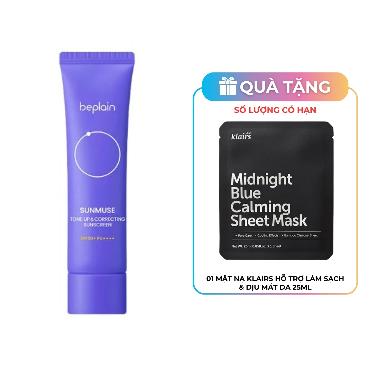 Kem Chống Nắng Beplain Sunmuse Tone Up & Correcting Sunscreen SPF50+ PA++++ 50ml (Tím)