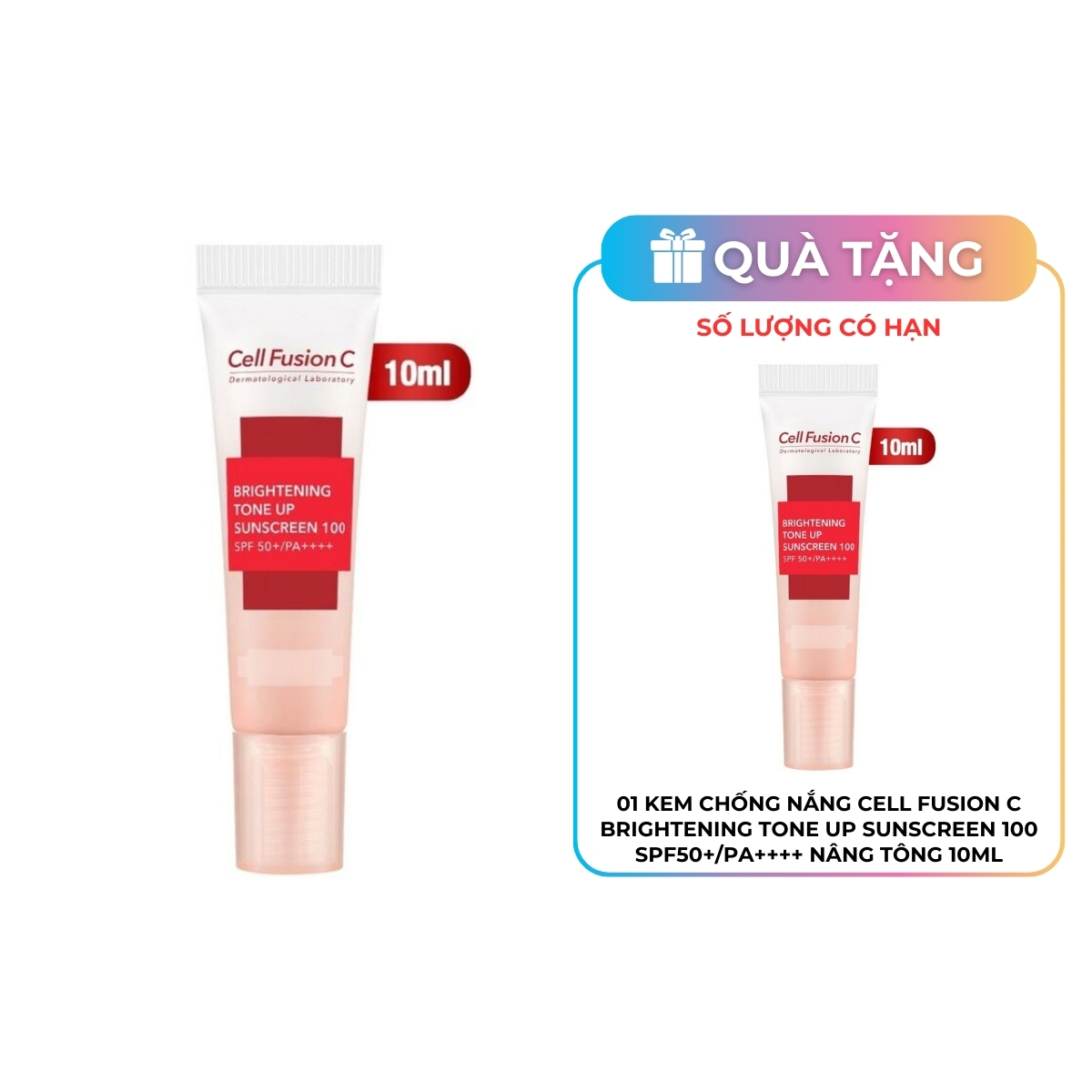Kem Chống Nắng Cell Fusion C Brightening Tone Up Sunscreen 100 SPF50+/PA++++ Nâng Tông 10ml
