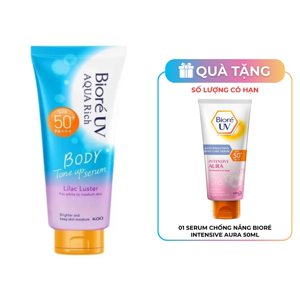 Dưỡng Thể Biore UV Aqua Rich Tone Up Serum Nâng Tông - Lilac Luster
