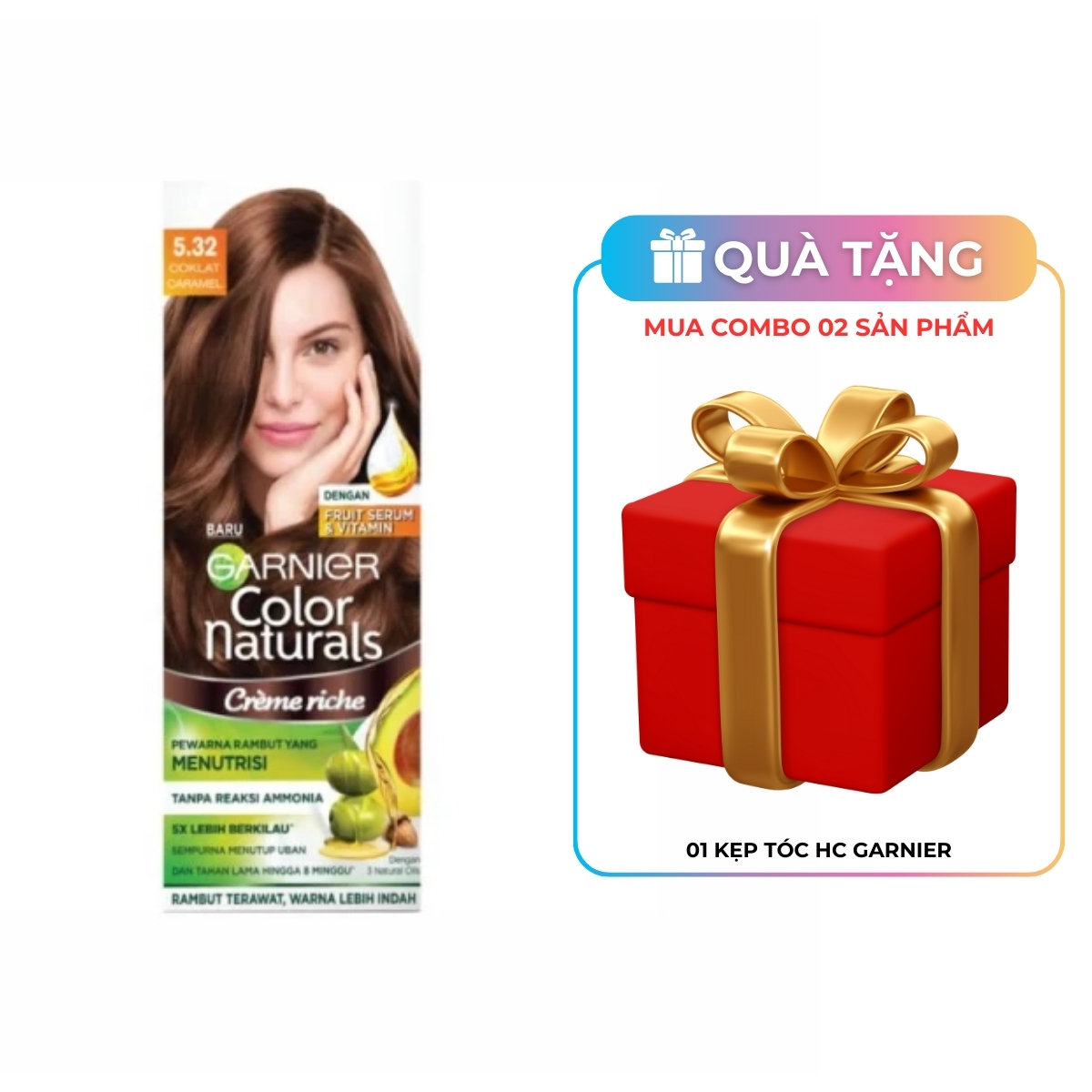 Kem Nhuộm Tóc Garnier Color Naturals Creme Riche Màu 5.32 - Nâu Caramel