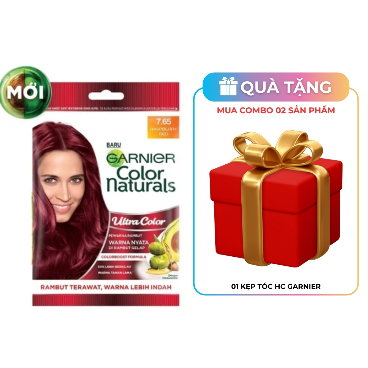 Kem Nhuộm Tóc Garnier Color Naturals Creme Riche Màu 7.65 Đỏ Thuần (Gói)