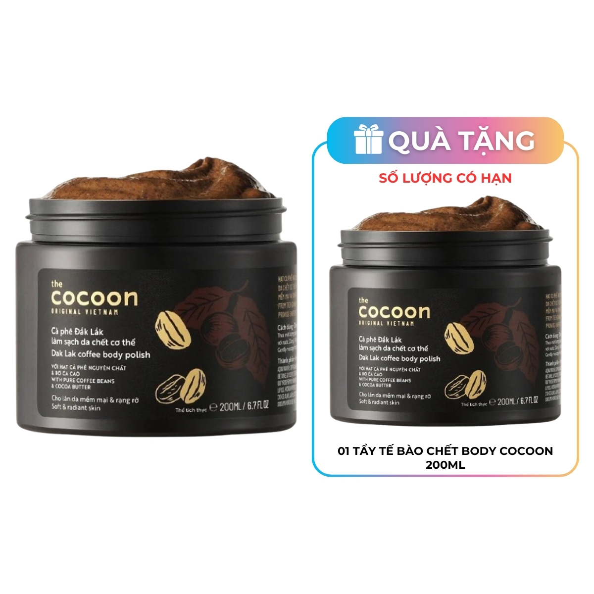 Tẩy Tế Bào Chết Body Cocoon Dak Lak Coffee Body Polish Cà Phê Đắk Lắk 200ml  (Mã Mới)