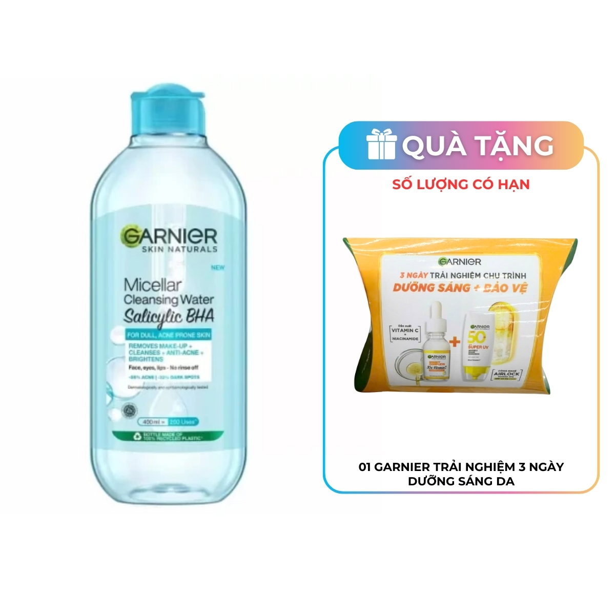 Nước Tẩy Trang Garnier Dành Cho Da Dầu Và Mụn 400ml (Mới)