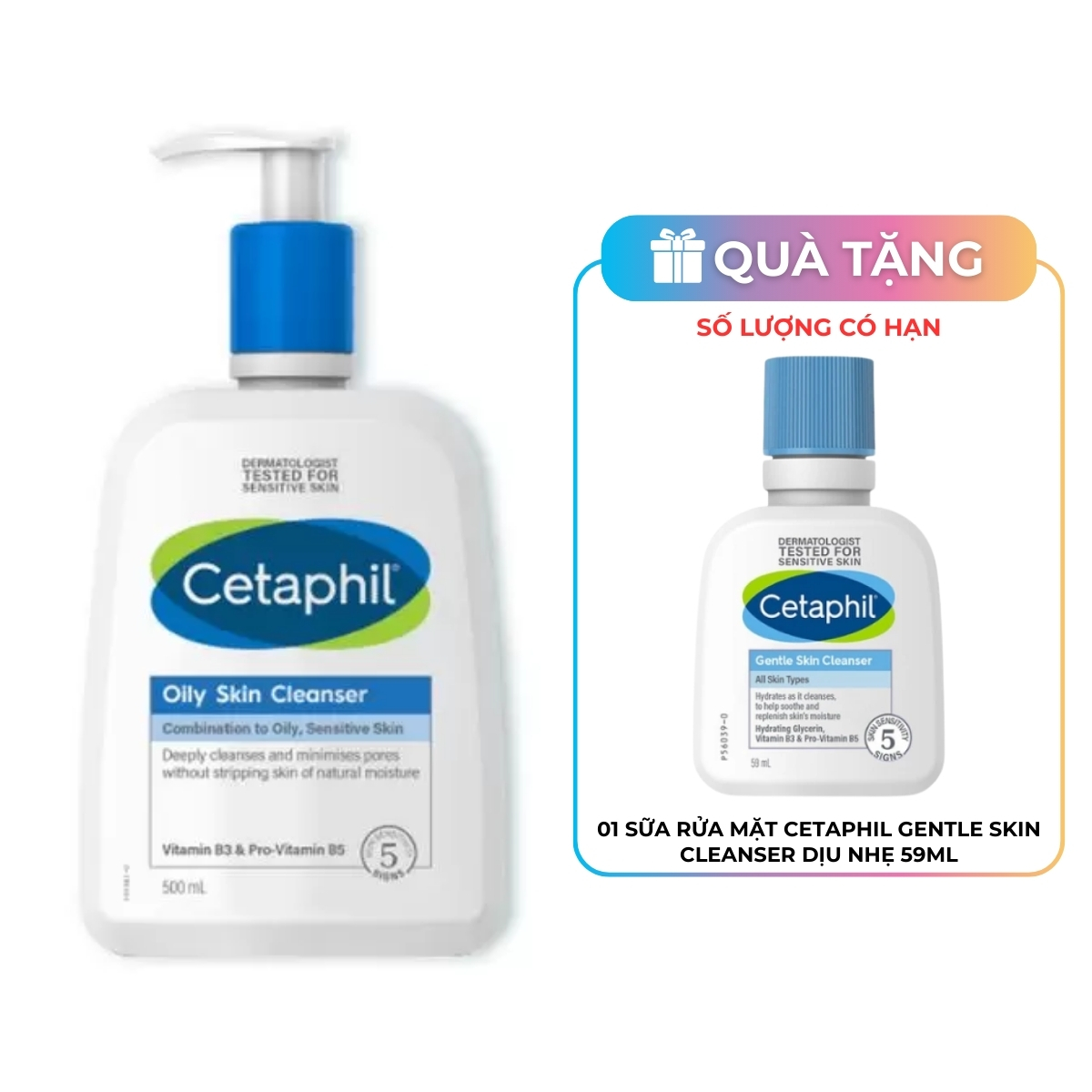 Sữa Rửa Mặt Cetaphil Oily Skin Cleanser Dịu Lành Cho Da Dầu Nhạy Cảm 500ml