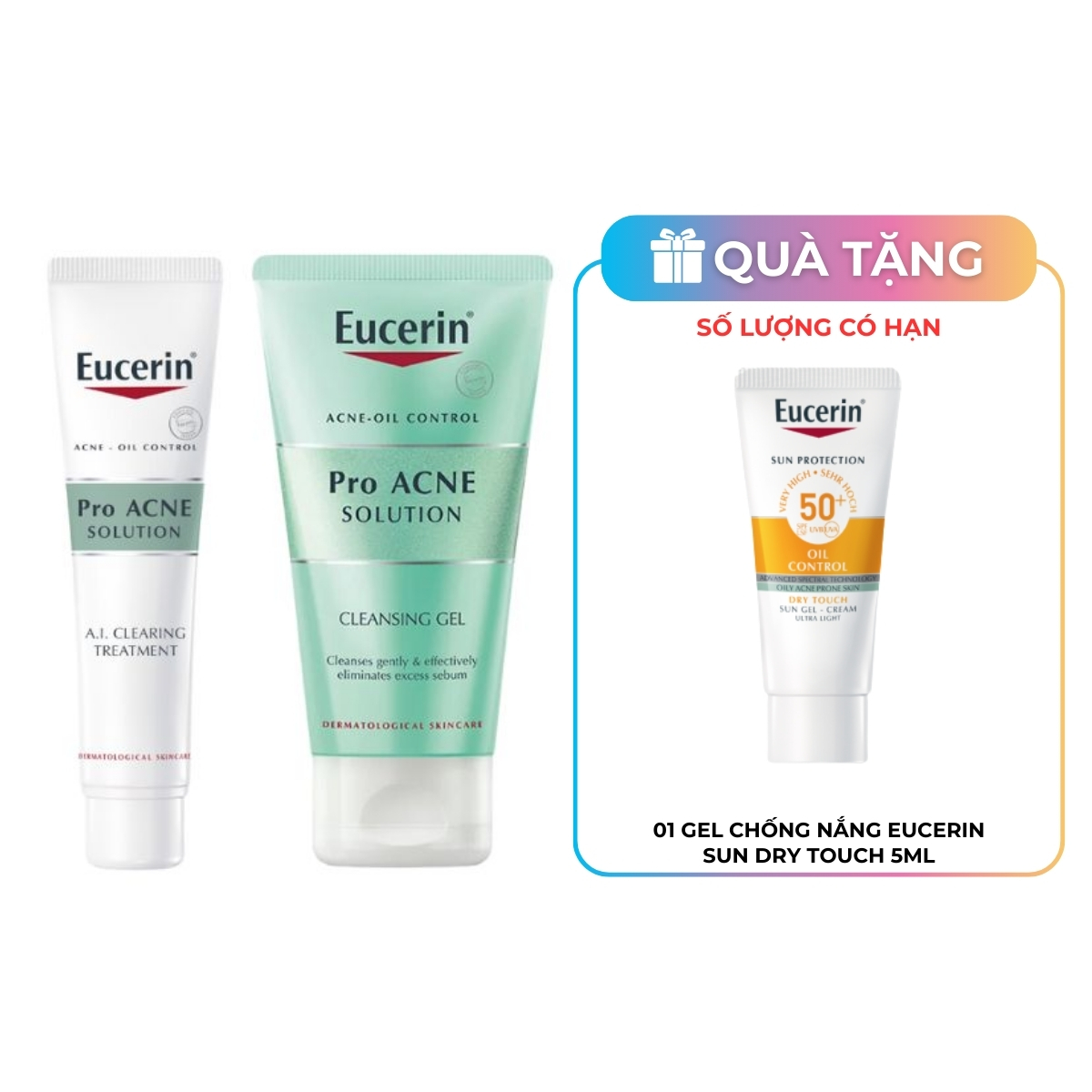 Bộ sản phẩm Eucerin gel rửa mặt dịu nhẹ cho da mụn 75ml và gel giúp giảm mụn 40ml
