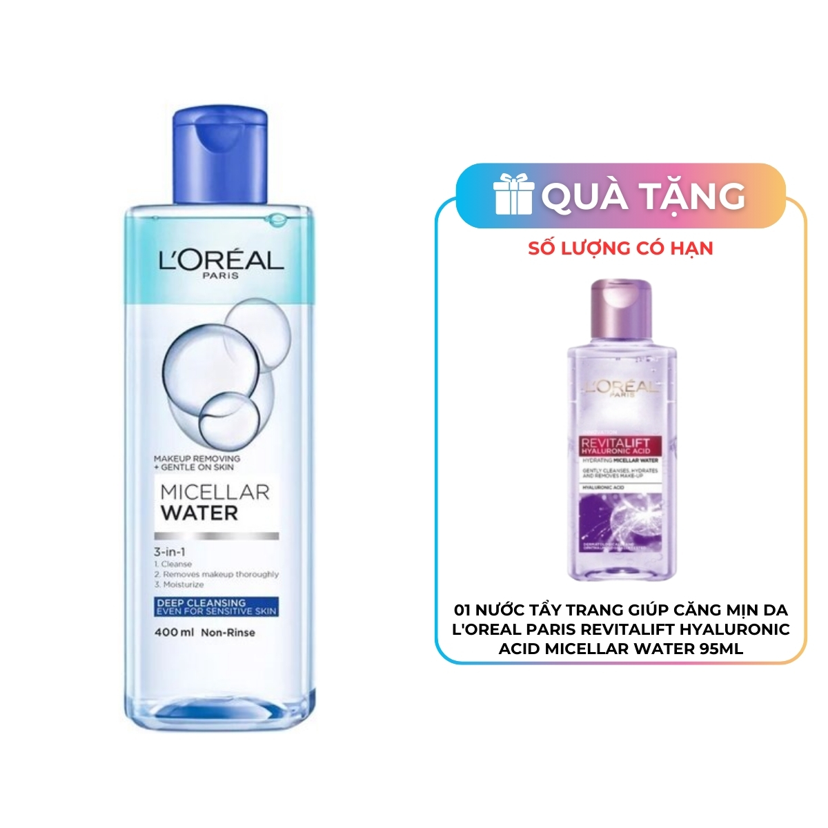 Nước Tẩy Trang L'Oreal Micellar Water Làm Sạch Sâu Trang Điểm 400ml