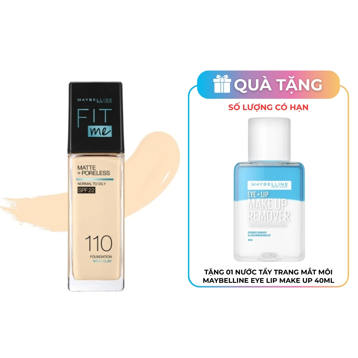 Kem Nền Maybelline Fit Me Matte Poreless Foundation SPF 22 #110 30ml