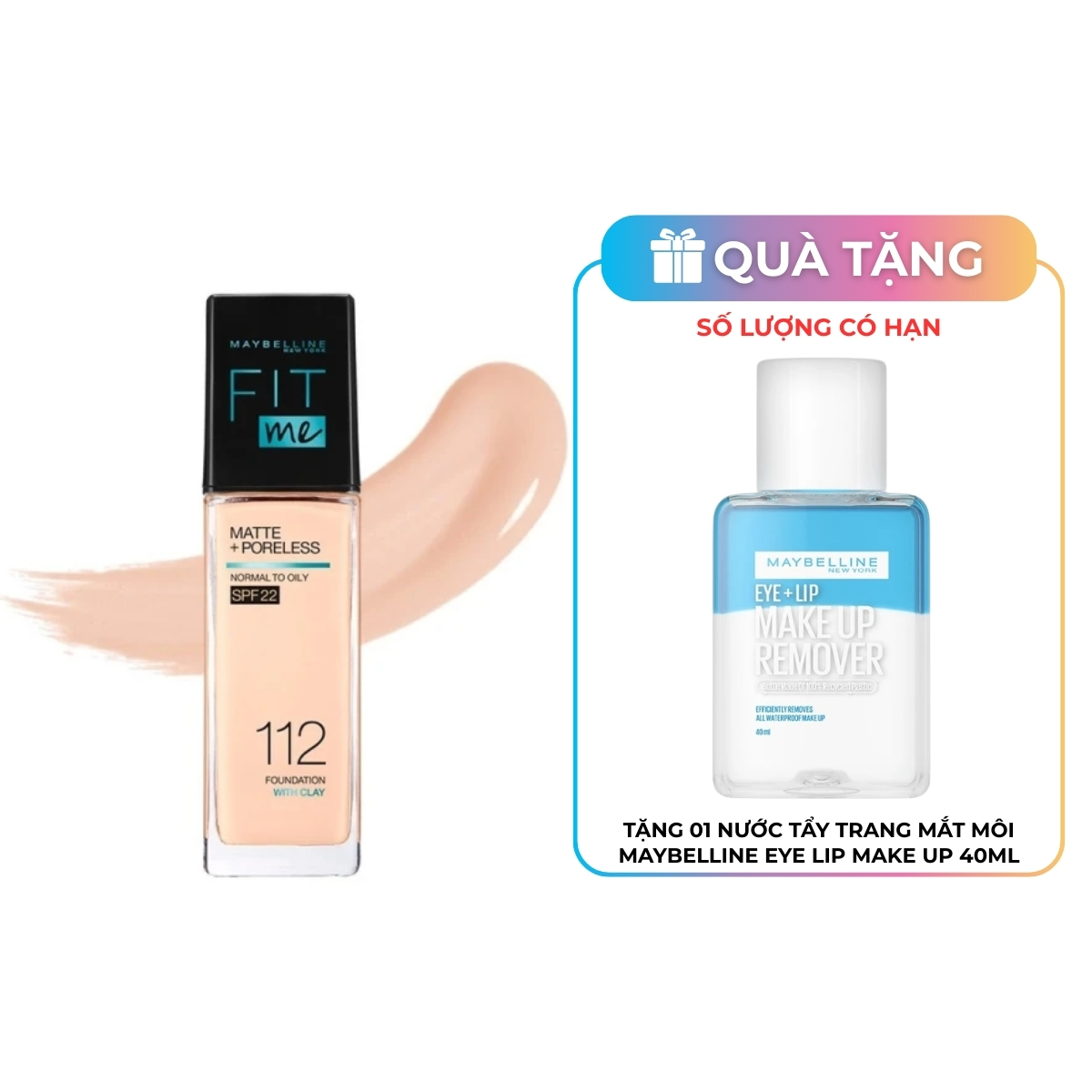 Kem Nền Maybelline Fit Me Matte Poreless Foundation SPF 22 #112 30ml