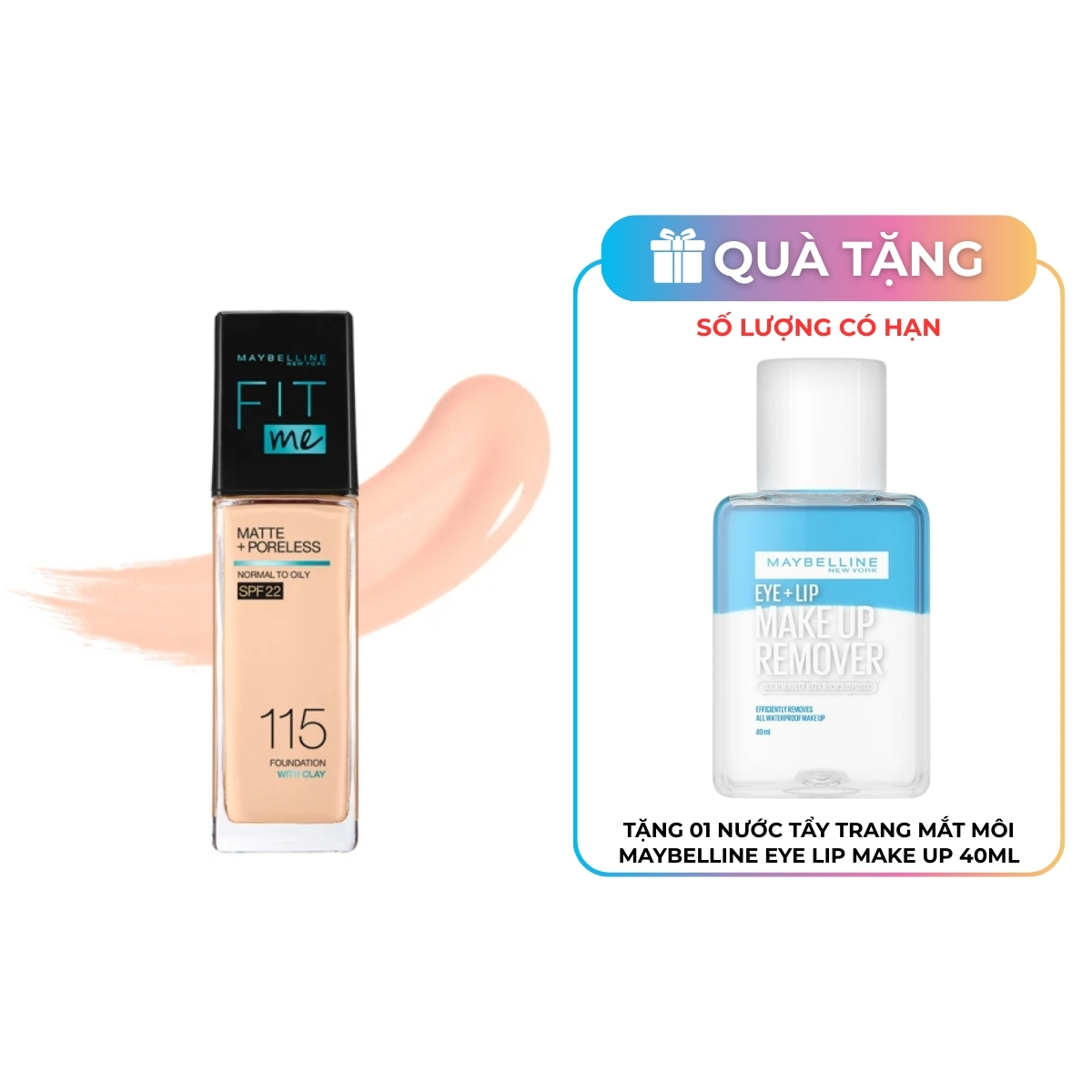 Kem Nền Maybelline Fit Me Matte Poreless Foundation SPF 22 #115 30ml