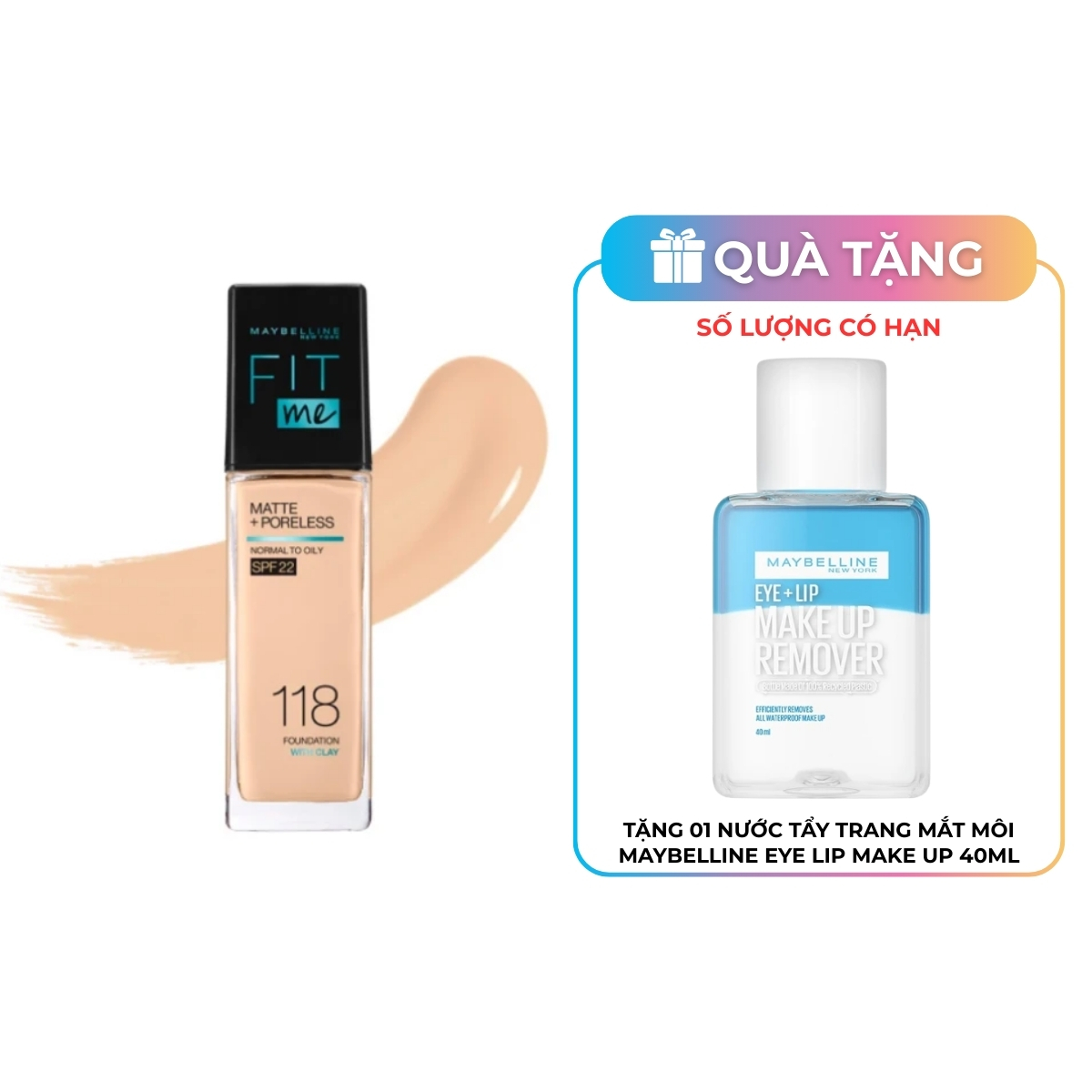 Kem Nền Maybelline Fit Me Matte Poreless Foundation SPF 22 #118 30ml