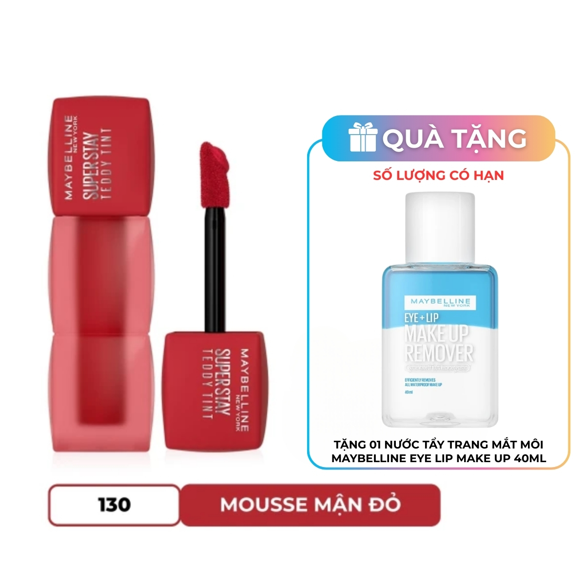Son Kem Maybelline Superstay Teddy Tint #130 Tomato Girl
