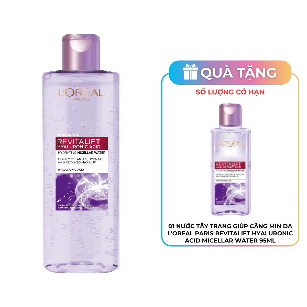 Nước Tẩy Trang Loreal Revitalift Hyaluronic Acid Micellar Water Căng Mịn Da 400ml