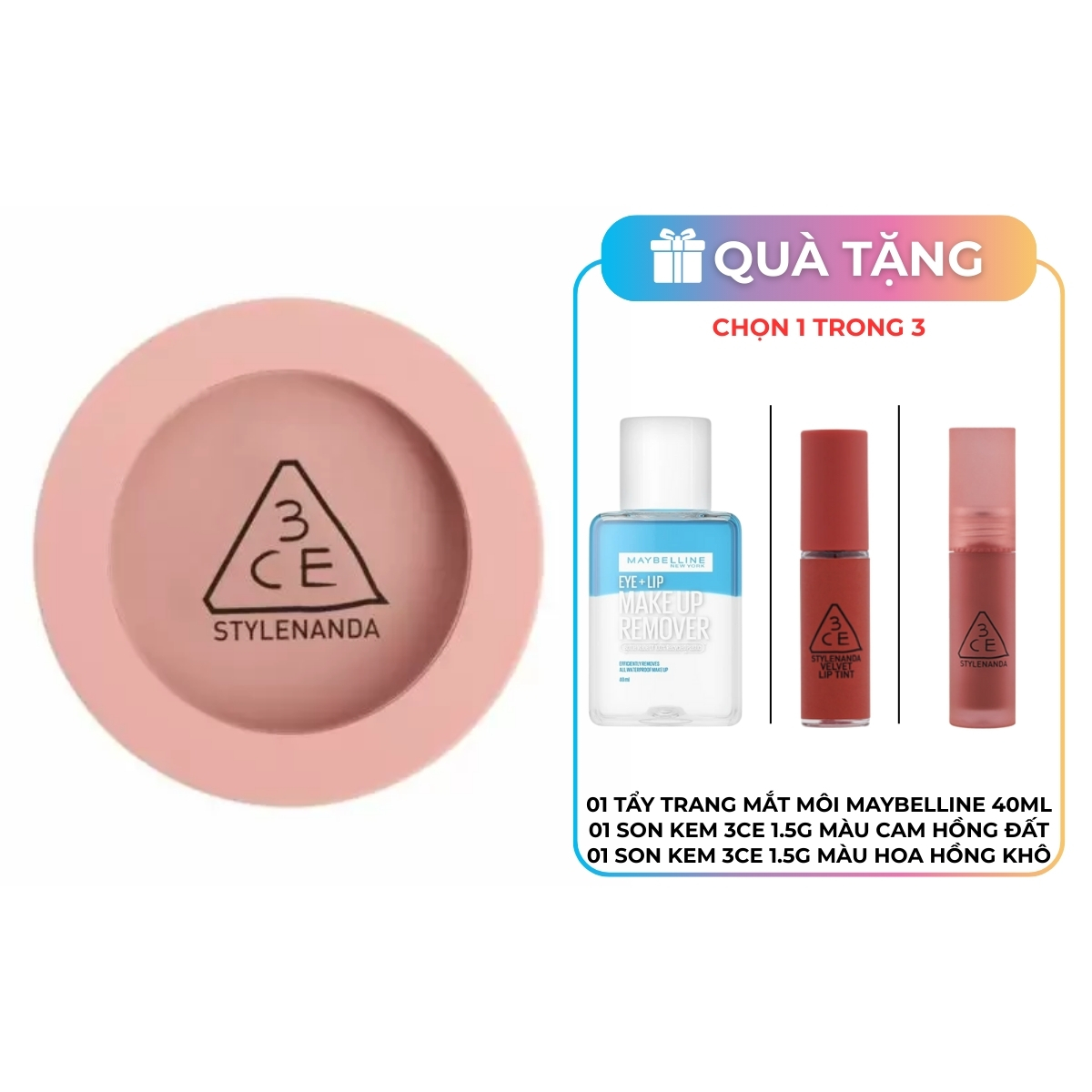 Phấn Má 3CE Mood Recipe Face Blush Mono Pink