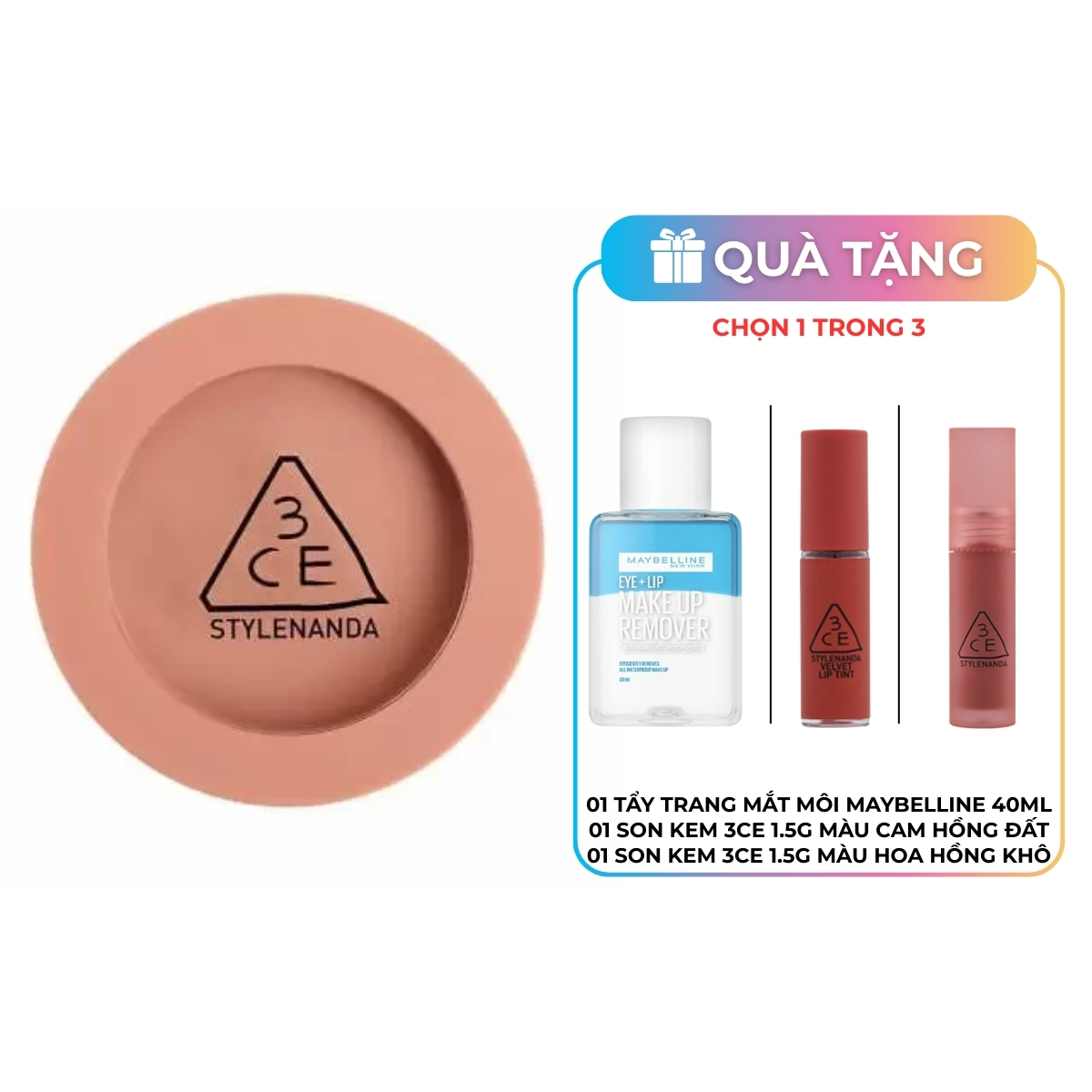Phấn Má 3CE Mood Recipe Face Blush Rose Beige