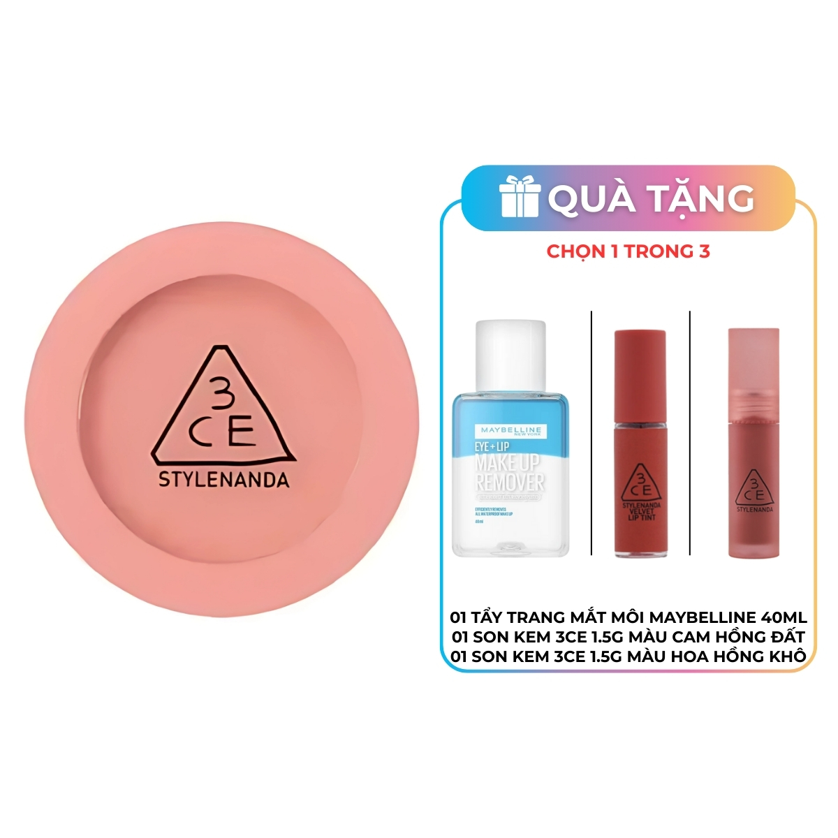 Phấn Má 3CE Face Blush Pure Cake