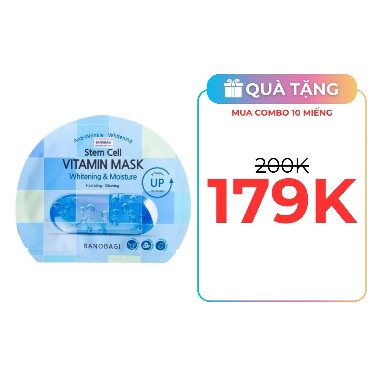Mặt Nạ Banobagi Stem Cell Vitamin Mask Whitening and Moisture Dưỡng Sáng Và Cấp Ẩm Cho Da 30g (Xanh)