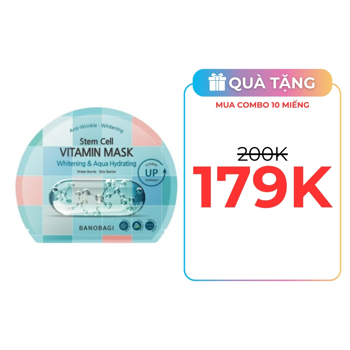 Mặt Nạ Banobagi Stem Cell Vitamin Mask - White & Aqua Hydrating Water Bomb - Skin Barrier