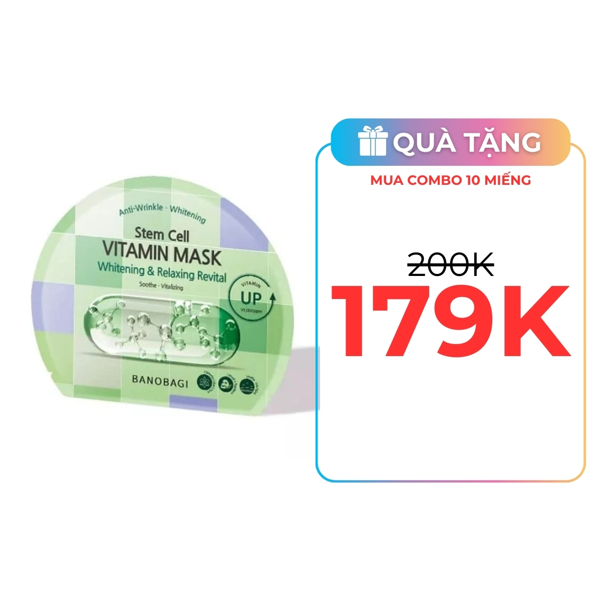 Mặt Nạ Banobagi Stem Cell Vitamin Mask - Whitening & Relaxing Revital MC