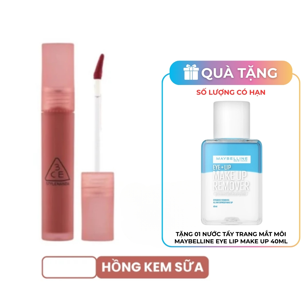 Son Kem 3CE Blur Water Tint Lì Mềm Mượt Môi 4.6g - Chasing Rose