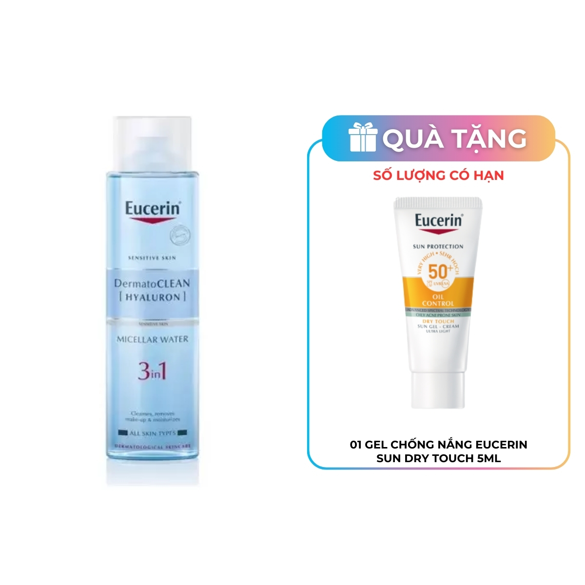 Nước Tẩy Trang Eucerin DermatoCLEAN Micellar Water 3in1 Dịu Nhẹ Cho Da Nhạy Cảm 200ml