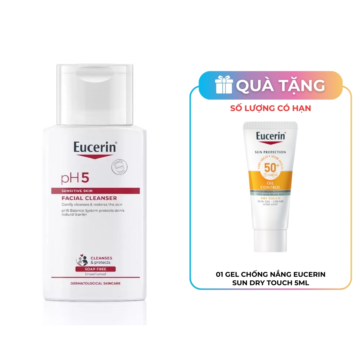 Sữa Rửa Mặt Eucerin pH5 Facial Cleanser Sensitive Skin Dịu Nhẹ Cho Da Nhạy Cảm 100ml (Mới)