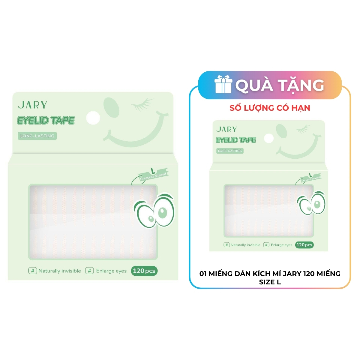 Miếng Dán Kích Mí Jary 120 Miếng - Size L