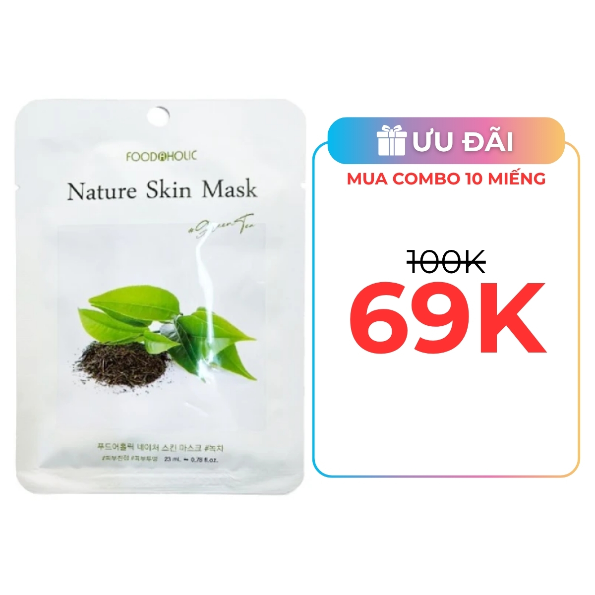 Mặt Nạ 3D Foodaholic Nature Skin Mask Trà Xanh 25ml (Mã mới)