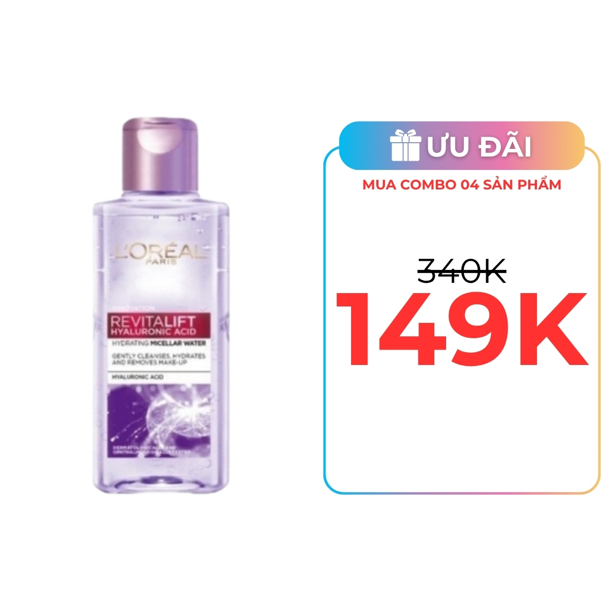 Nước Tẩy Trang Giúp Căng Mịn Da L'Oreal Paris Revitalift Hyaluronic Acid Micellar Water 95ml