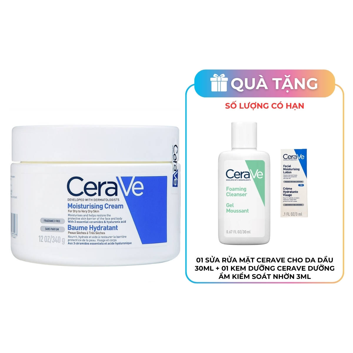 Kem Dưỡng Ẩm Cerave Moisturising Cream Dành Cho Da Khô 340g